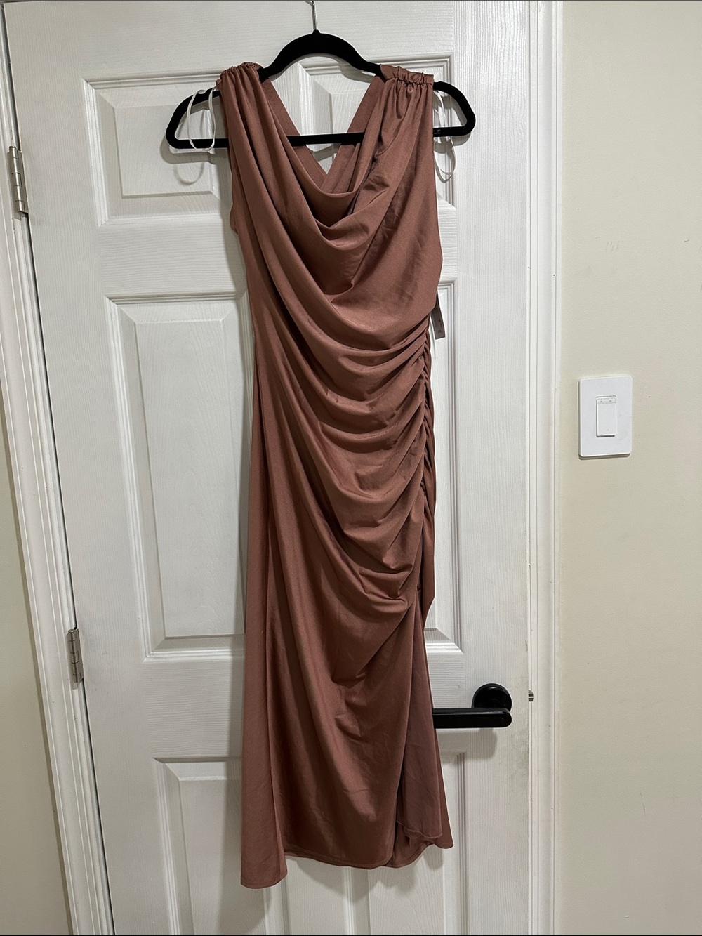 Draped Midi Dress with Slit
